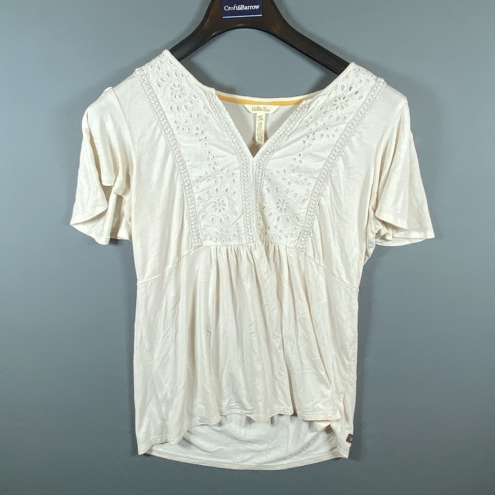 Matilda Jane Ivory Eyelet Lace Dress Womens Size M Short Sleeve